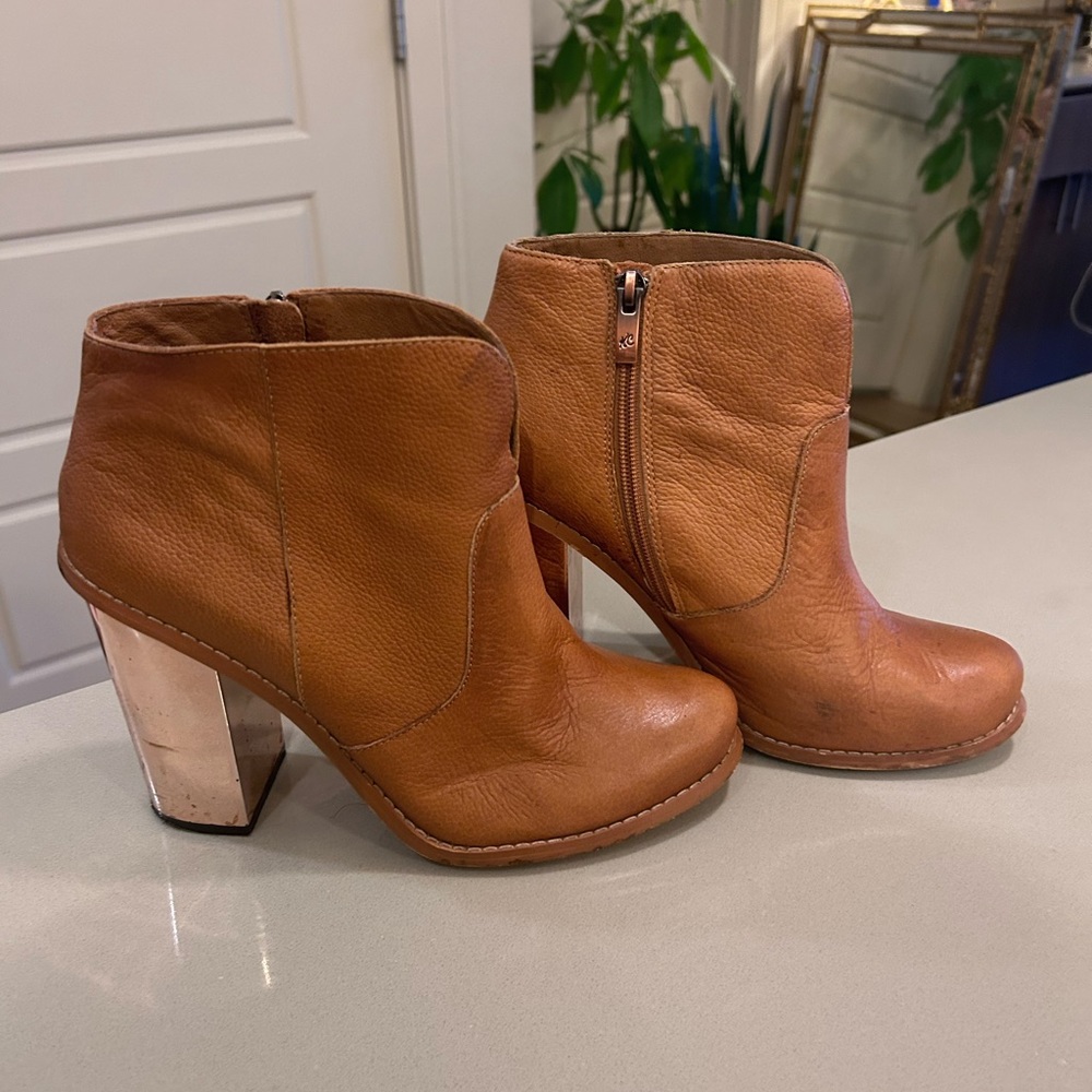 Chinese Laundry Well Worn Booties with Gold Heel